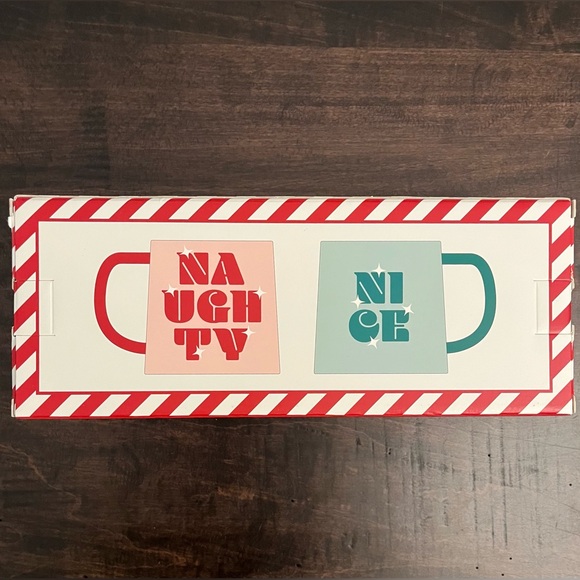 Naughty and Nice Mugs - Indigo Holiday Mug Set - New in box. - Picture 3 of 4